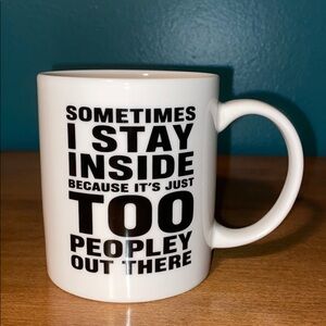 White Mug with Black Text